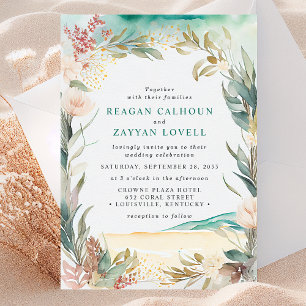 Invitation Carton d'invitation de mariage à l'aquarelle avec
