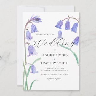 Invitation carton d'invitation de mariage à l'aquarelle bleu-
