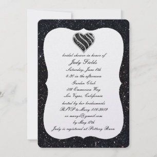 Invitation Carton d'invitation de mariage à paillettes noires