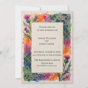 Invitation Carton d'invitation de mariage Arc-en-ciel Tartan