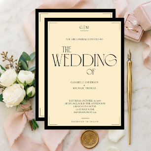 Invitation Carton d'invitation de mariage Art déco élégant no