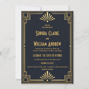 Invitation Carton d'invitation de mariage Art Déco Gatsby le