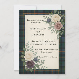 Invitation Carton d'invitation de mariage au chardon et roses