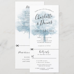 Invitation Carton d'invitation de mariage au chêne bleu avec 