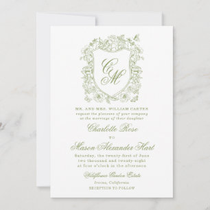 Invitation Carton d'invitation de mariage au jardin avec blas