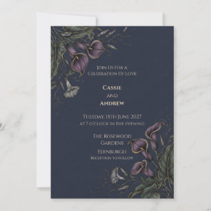 Invitation Carton d'invitation de mariage au lys calla noir