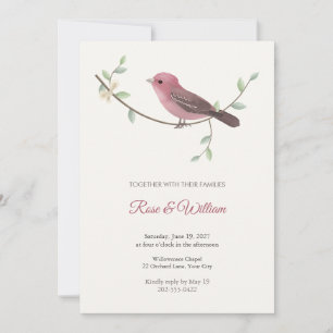 Invitation Carton d'invitation de mariage au Roselin à tête g