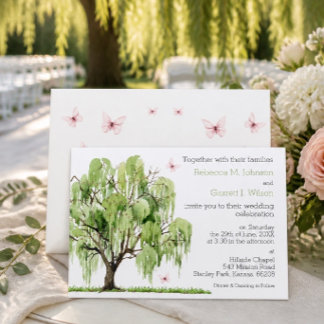 Invitation Carton d'invitation de mariage au Saule Pleureur