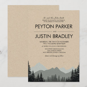 Invitation Carton d'invitation de mariage aux arbres de pin r