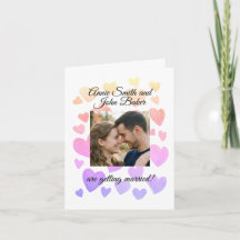 Carton d'invitation de mariage aux coeurs flottant