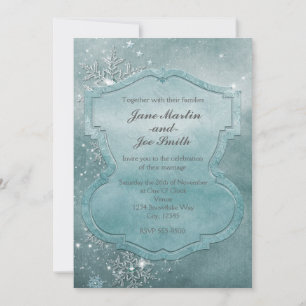 Invitation Carton d'invitation de mariage aux flocons de neig