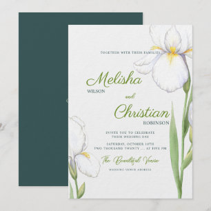 Invitation Carton d'invitation de mariage aux iris à l'aquare