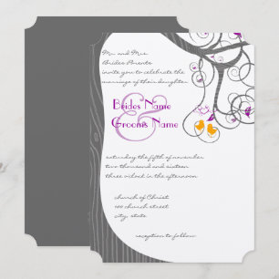 Invitation Carton d'invitation de mariage aux oiseaux d'amour