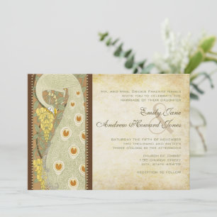 Invitation Carton d'invitation de mariage aux oiseaux paon Ar