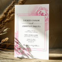 Carton d'invitation de mariage aux roses roses aqu