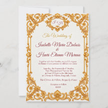 Carton d'invitation de mariage baroque or luxe