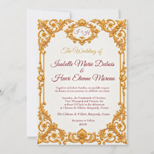 Invitation Carton d'invitation de mariage baroque or luxe