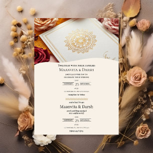 Invitation Carton d'invitation de mariage bilingue anglais hi