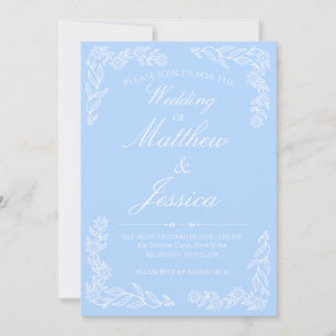Invitation Carton d'invitation de mariage bleu clair élégant