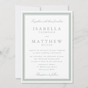 Invitation Carton d'invitation de mariage bleu gris classique