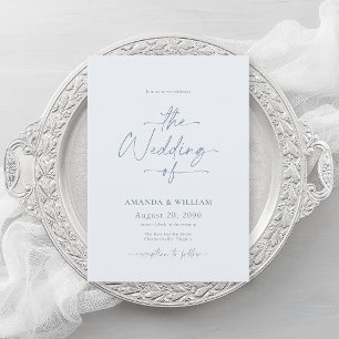 Invitation Carton d'invitation de mariage bleu poussiéreux av