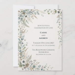 Invitation Carton d'invitation de mariage botanique bleu vert