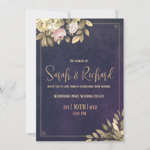 Invitation Carton d'invitation de mariage botanique en velour
