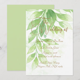 Invitation Carton d'invitation de mariage botanique vert saug