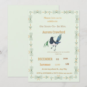 Invitation Carton d'invitation de mariage carré vert menthe b