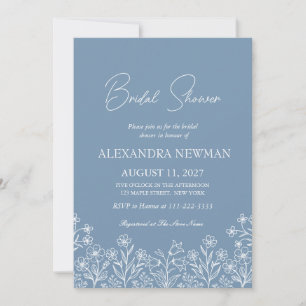 Invitation Carton d'invitation de mariage champêtre bleu pous