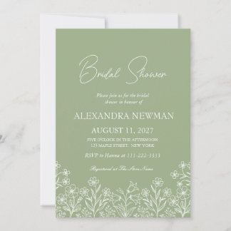 Invitation Carton d'invitation de mariage champêtre vert saug