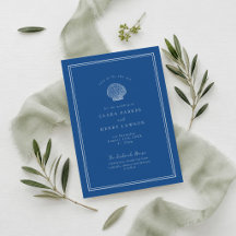 Carton d'invitation de mariage côtier à coquillage