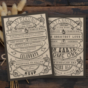 Invitation Carton d'invitation de mariage de typographie Old 