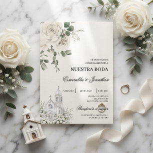Invitation Carton d'invitation de mariage d'église espagnole