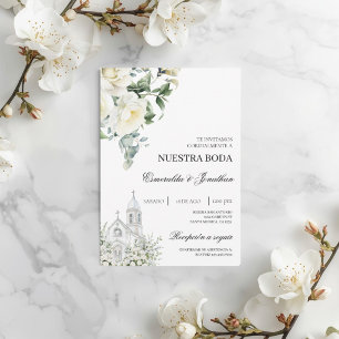 Invitation Carton d'invitation de mariage d'église florale es