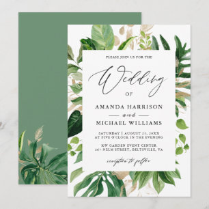 Invitation Carton d'invitation de mariage d'été aux feuilles