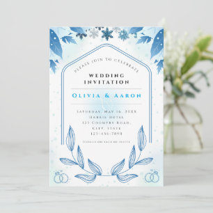 Invitation Carton d'invitation de mariage Dusty Blue Winter W