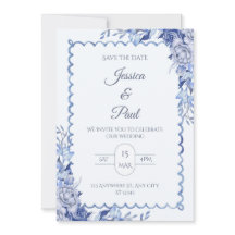 Carton d'invitation de mariage élégant à cadre flo