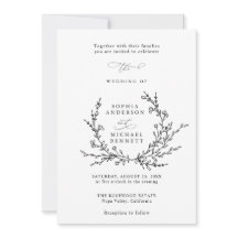 Carton d'invitation de mariage en art linéaire flo