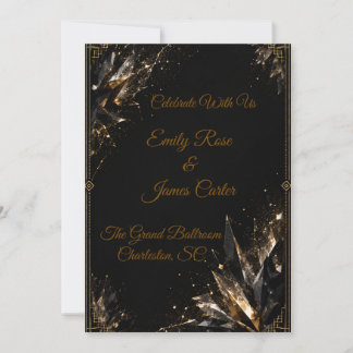 Invitation Carton d'invitation de mariage en cristal noir or 