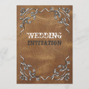 Invitation Carton d'invitation de mariage en cuir occidental 