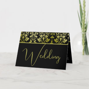 Invitation Carton d'invitation de mariage en damas jaune et n