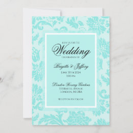 Invitation Carton d'invitation de mariage en damas sarcelle