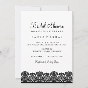 Invitation Carton d'invitation de mariage en dentelle noir et