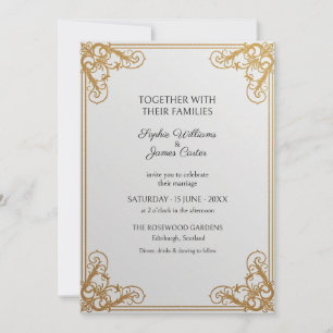 Invitation Carton d'invitation de mariage en filigrane d'or g
