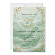 Carton d'invitation de mariage en marbre vert saug