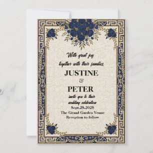 Invitation Carton d'invitation de mariage en mosaïque bleu ma