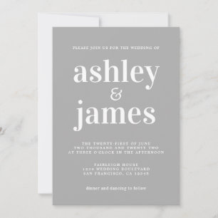 Invitation Carton d'invitation de mariage en typographie gris