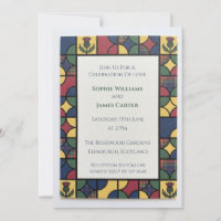 Carton d'invitation de mariage en verre coloré cel