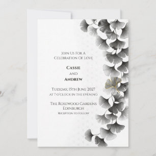 Invitation Carton d'invitation de mariage Feuille de Ginkgo G